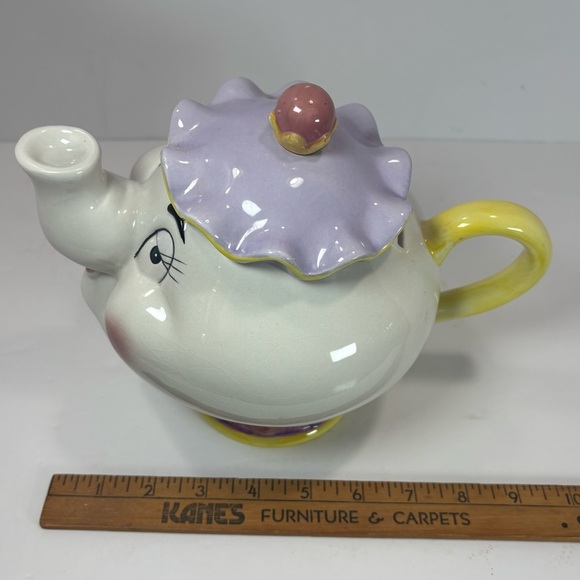 Vintage Disney Mrs Potts Ceramic Tea Pot Coin Piggy Bank Beauty And The Beast 8” - Picture 7 of 7